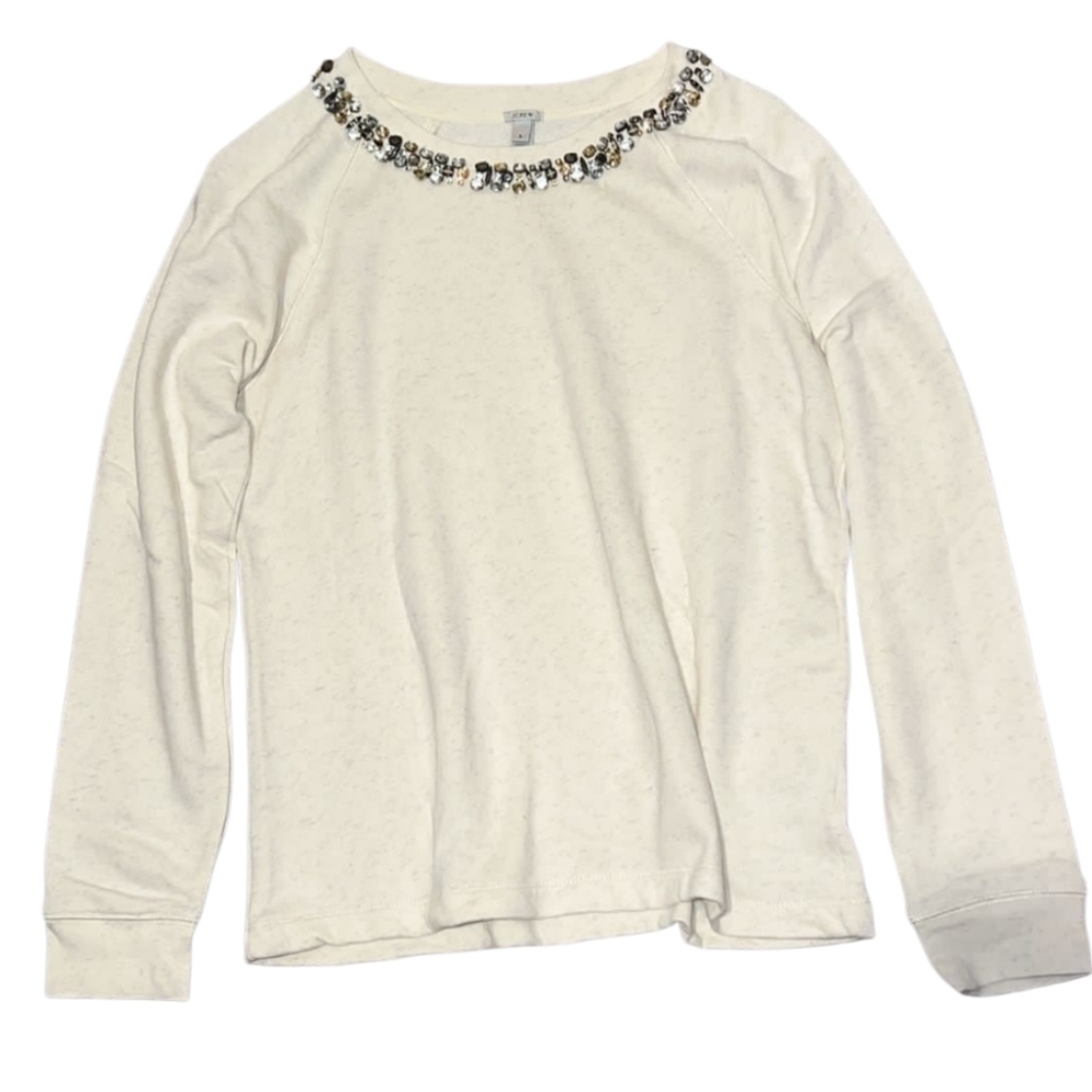 J.CREW Embellished Cream Top